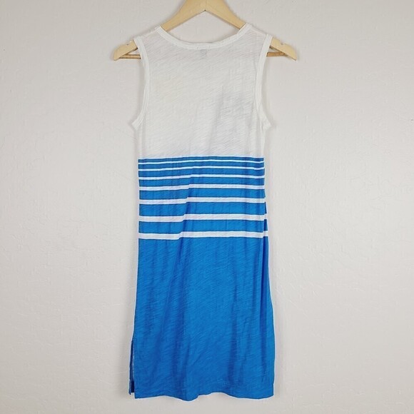 J. Crew Coverup Tank Dress 2XS Blue White Cotton Knit Sailboat Tropical … - Picture 3 of 6